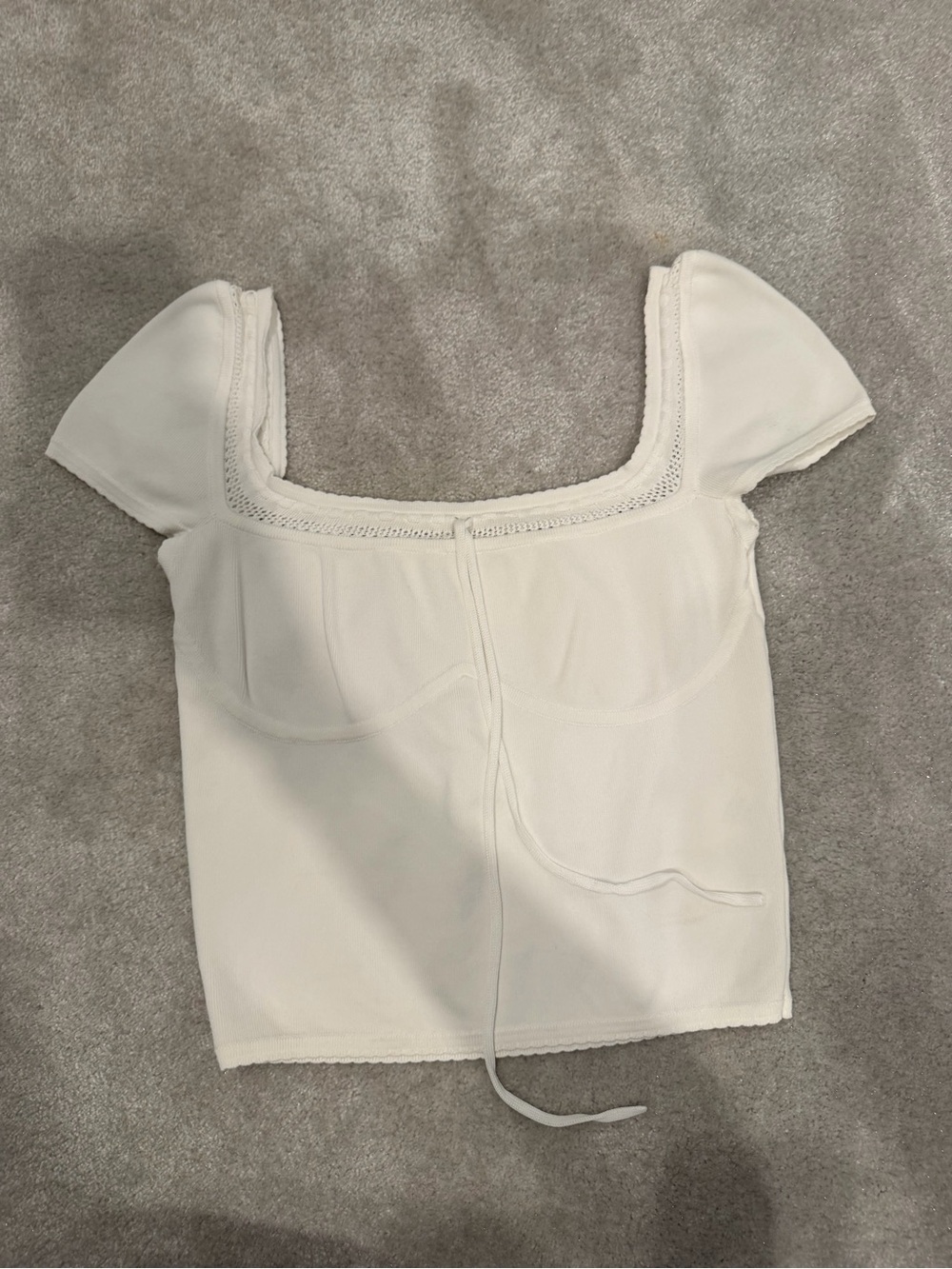 House of CB White Square-Neck Cropped Puff Sleeve Top